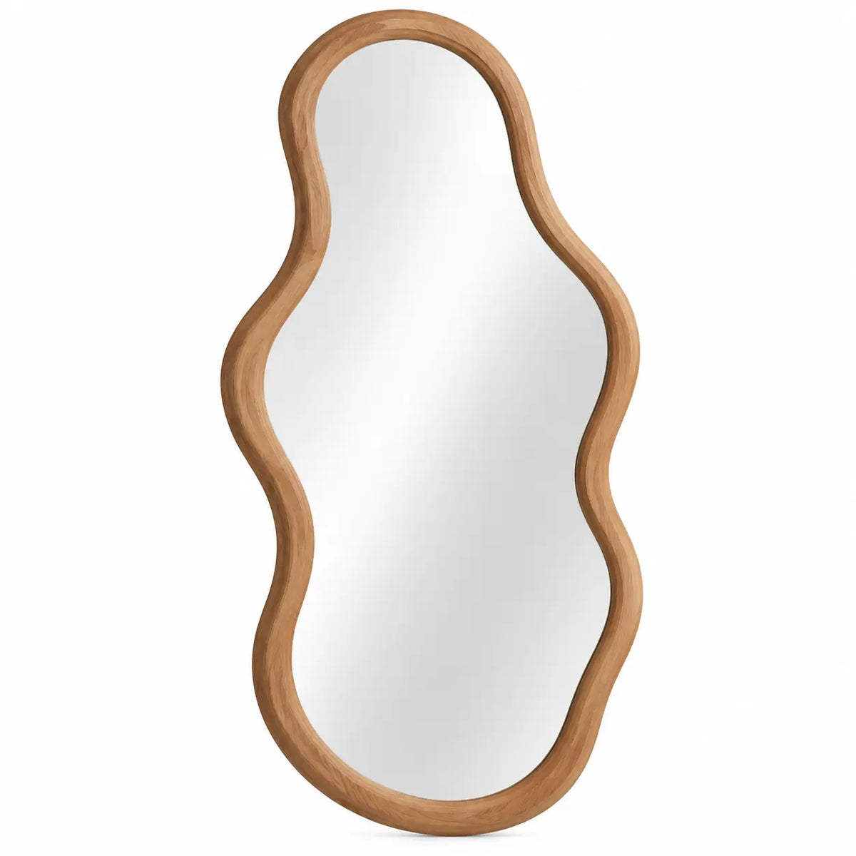 Miroir mural vertical beige à contour asymétrique