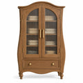 Vitrine marron à deux portes transparentes et tiroir inférieur