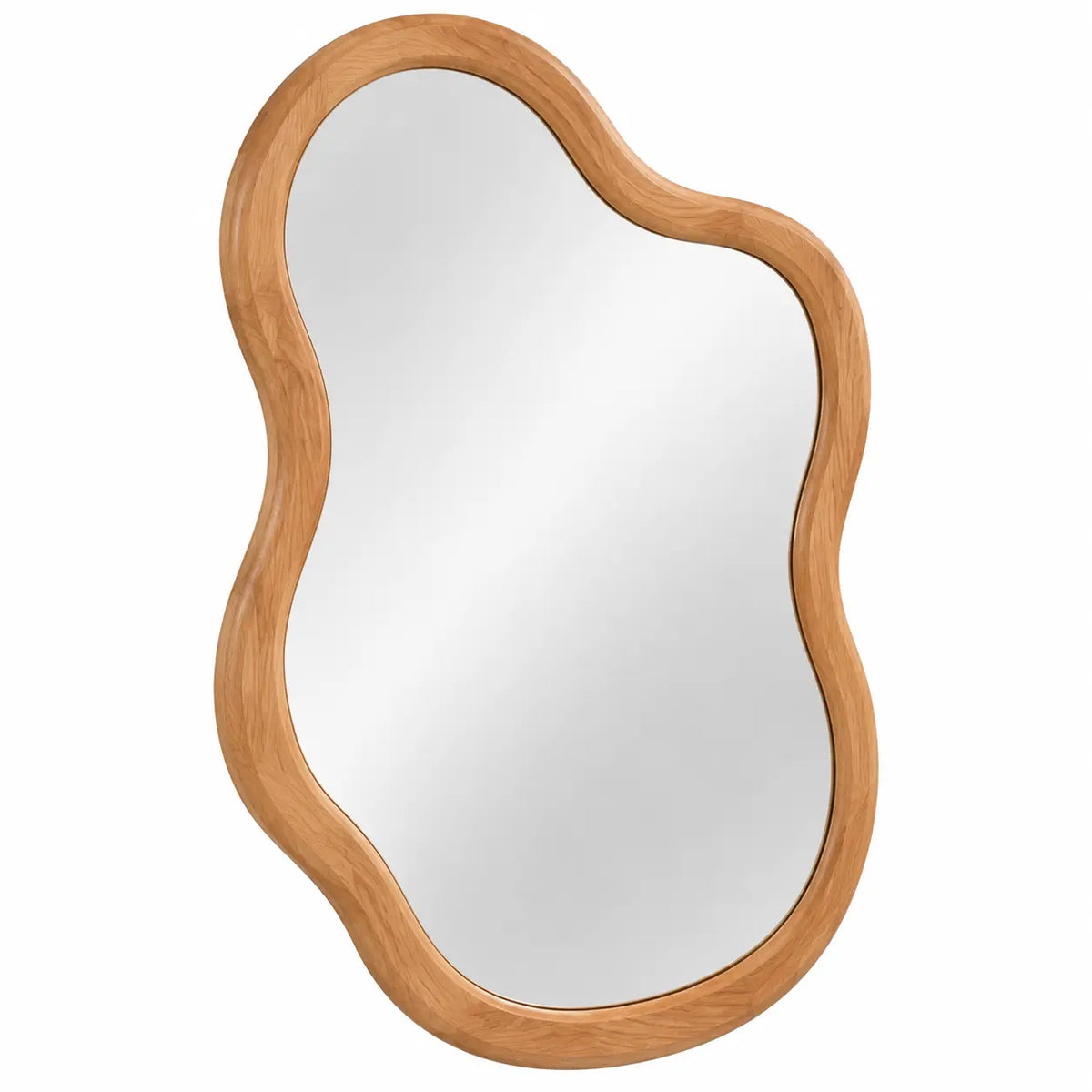 Miroir mural beige à forme asymétrique arrondie